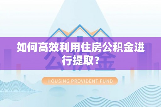 陕县如何高效利用住房公积金进行提取？